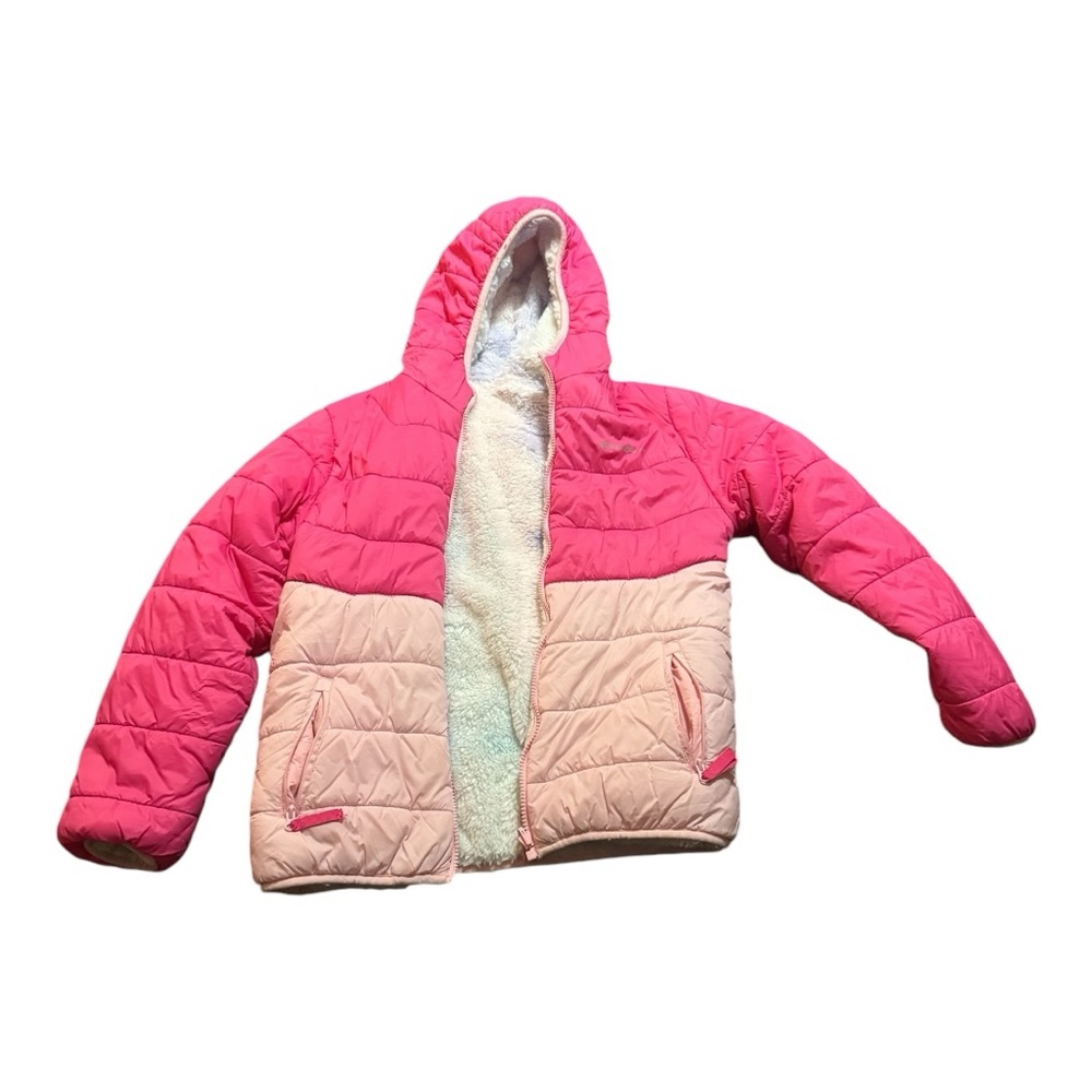 Size medium (10/12) girls reversible Eddie Bauer puff jacket. Lightly used - Picture 3 of 7